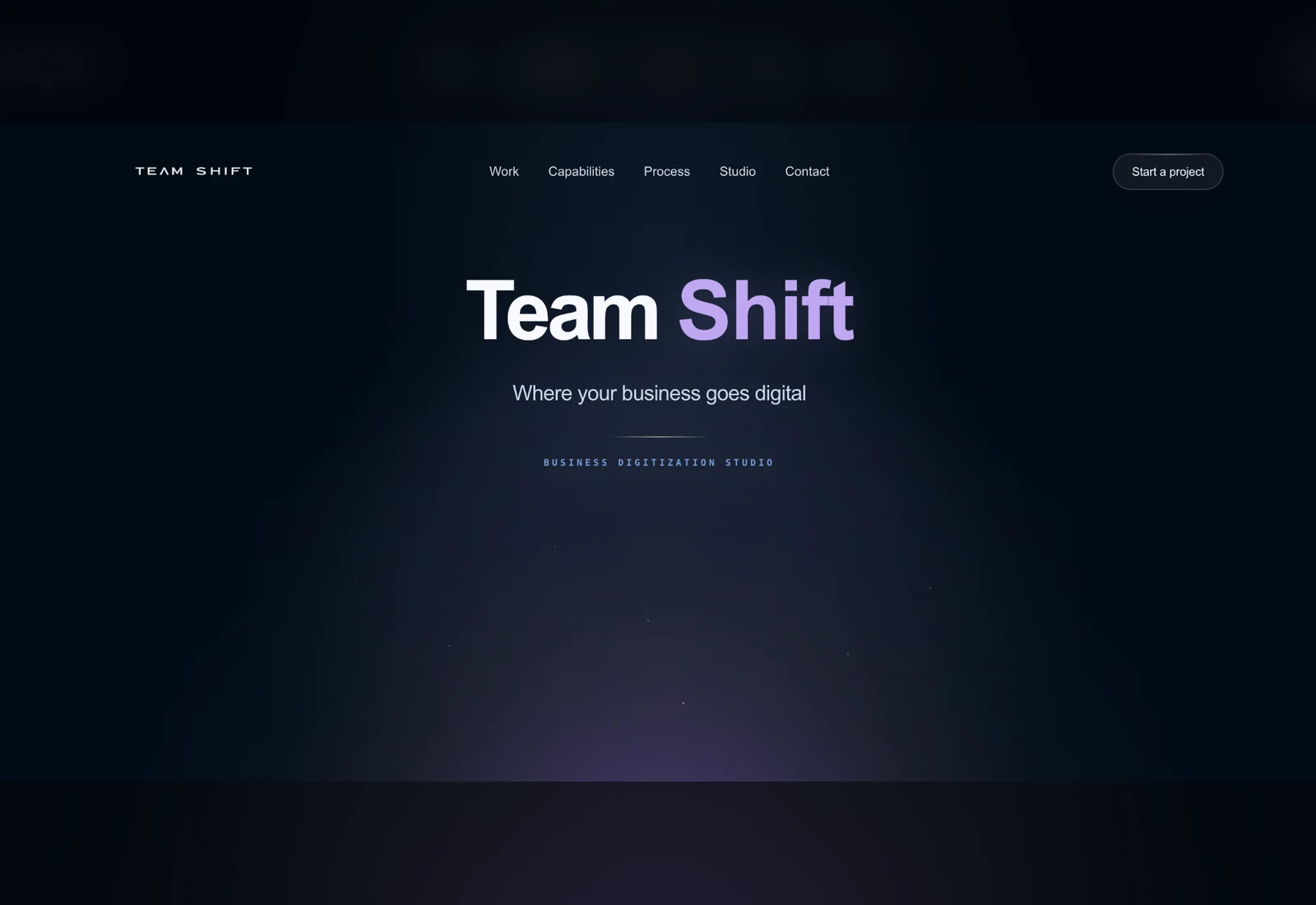Team Shift digital studio website homepage